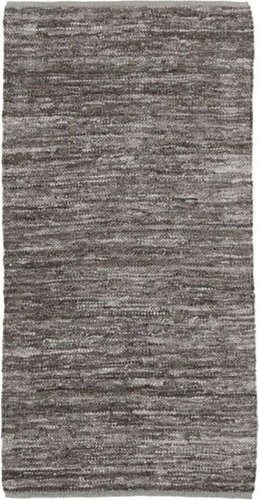 Grauer Teppich aus geflochtenem Leder, 60x120 cm Produktbild 