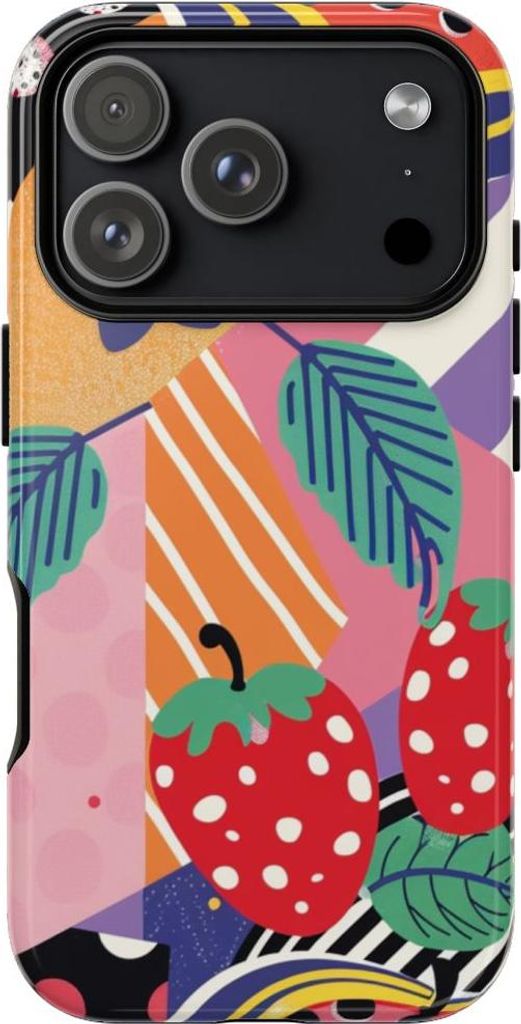 Buntes Retro-Pop-Art-Erdbeermuster – Hülle Kompatibel mit iPhone 17 Pro