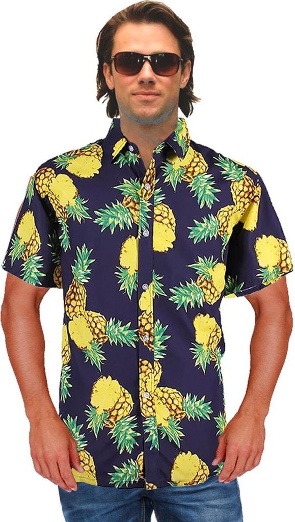 Sommer Herren Hawaiihemd mit Ananas-Motiv lässiges Urlaubs-Outfit