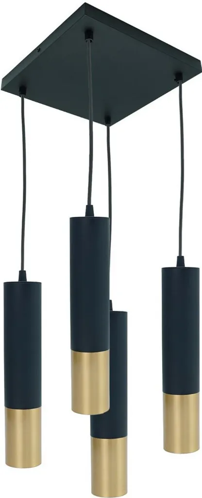 Suspension 4 Spots GU10 Finition Laiton et Noir Circus Idealed Pro