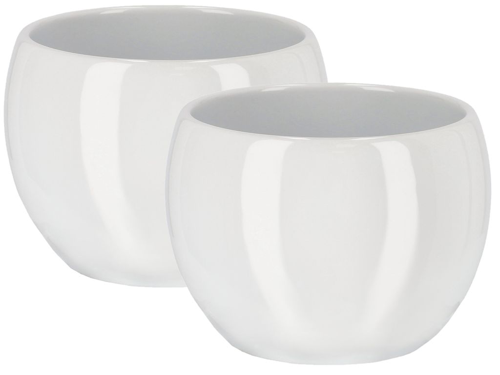 KOTARBAU 2er Set Keramik-Blumentopf Übertopf 10 cm für Blumen Pflanzen Weiß