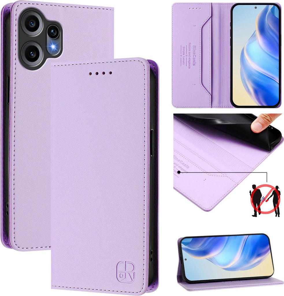 Lederhülle für Nothing CMF Phone 2 Pro Hülle Flip Brieftasche Kartenfächern Ständer Schutzhülle Violett