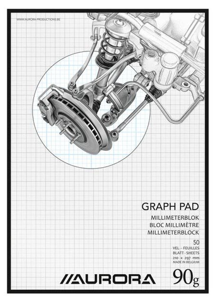 Aurora - Millimeterblock A4 50 Blatt 90 Gramm blau | 10 Stück