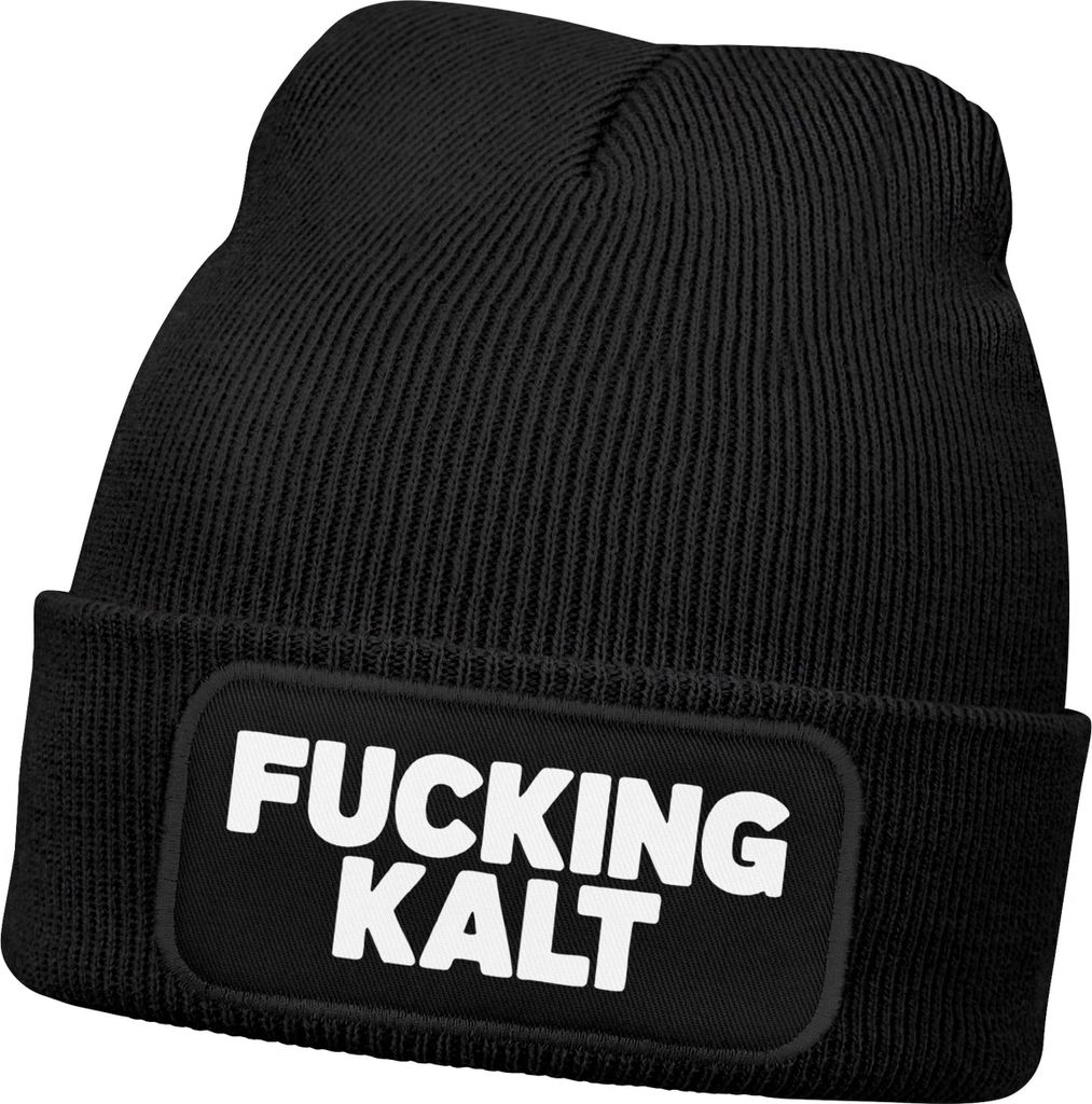 Herren Beanie Mütze mit Spruch | Kalt | Strickmütze Aufdruck Lustig Wintermütze Männer Moonworks