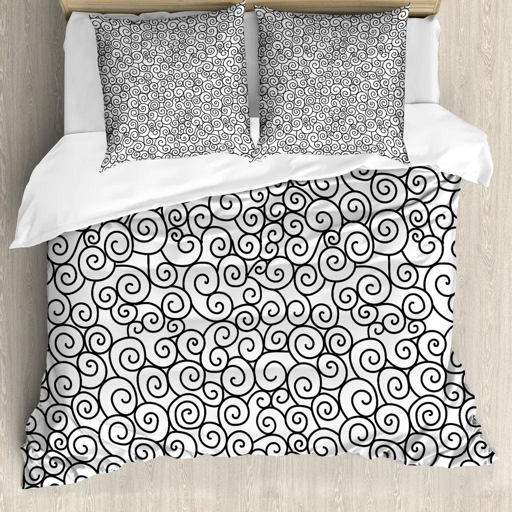 Set Copripiumino Matrimoniale Shabby Chic ABAKUHAUS Bianco e Nero