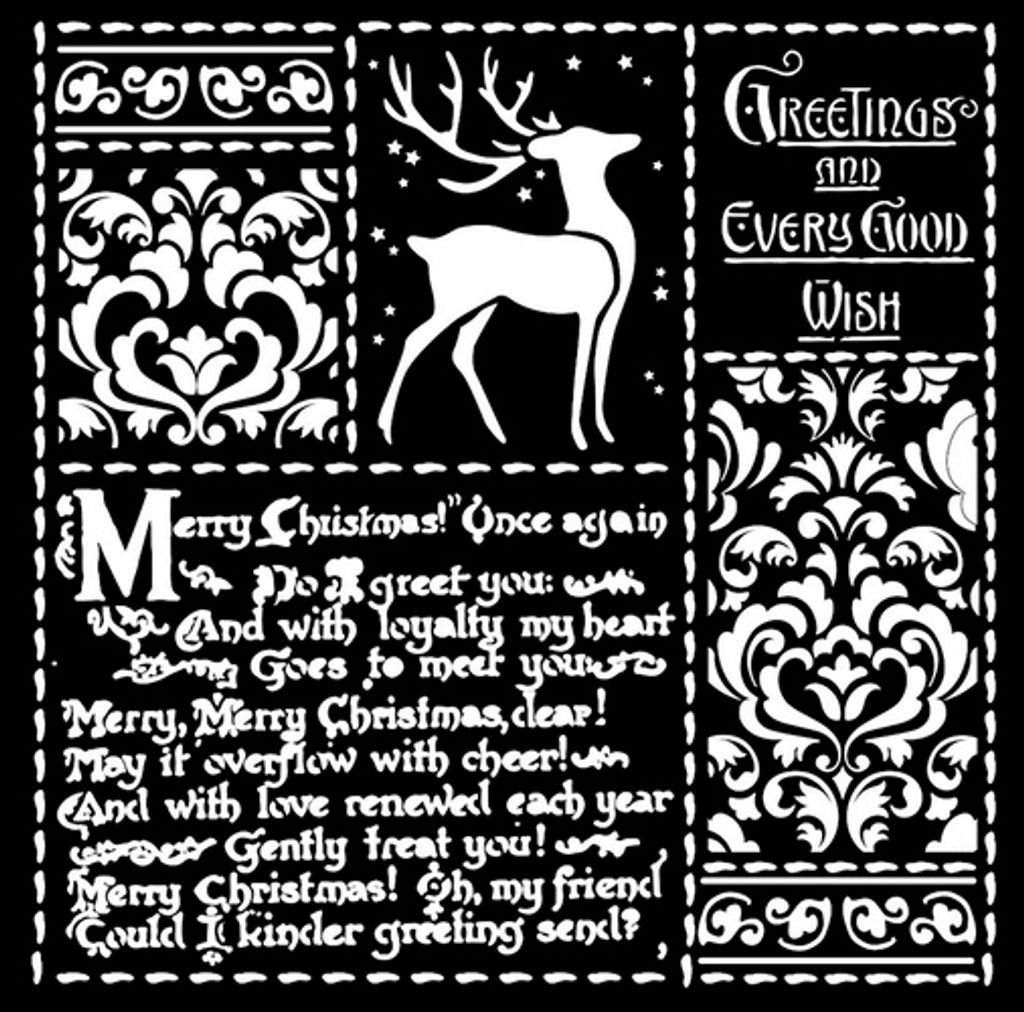 Schablone Weihnachts-Buchstaben mit sieben Motiven 18x18 cm, 0,25 mm stark