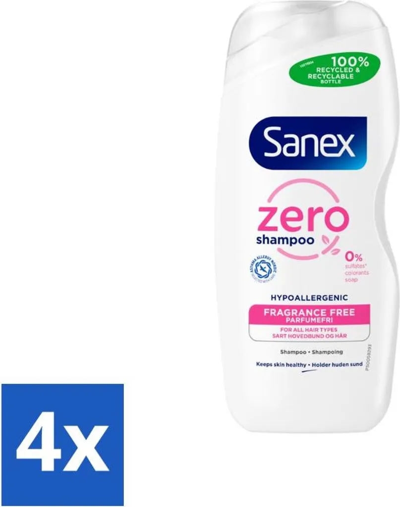 Offerta Sanex Zero% Shampoo - 4x250ml Detergente Delicato Capelli Normali