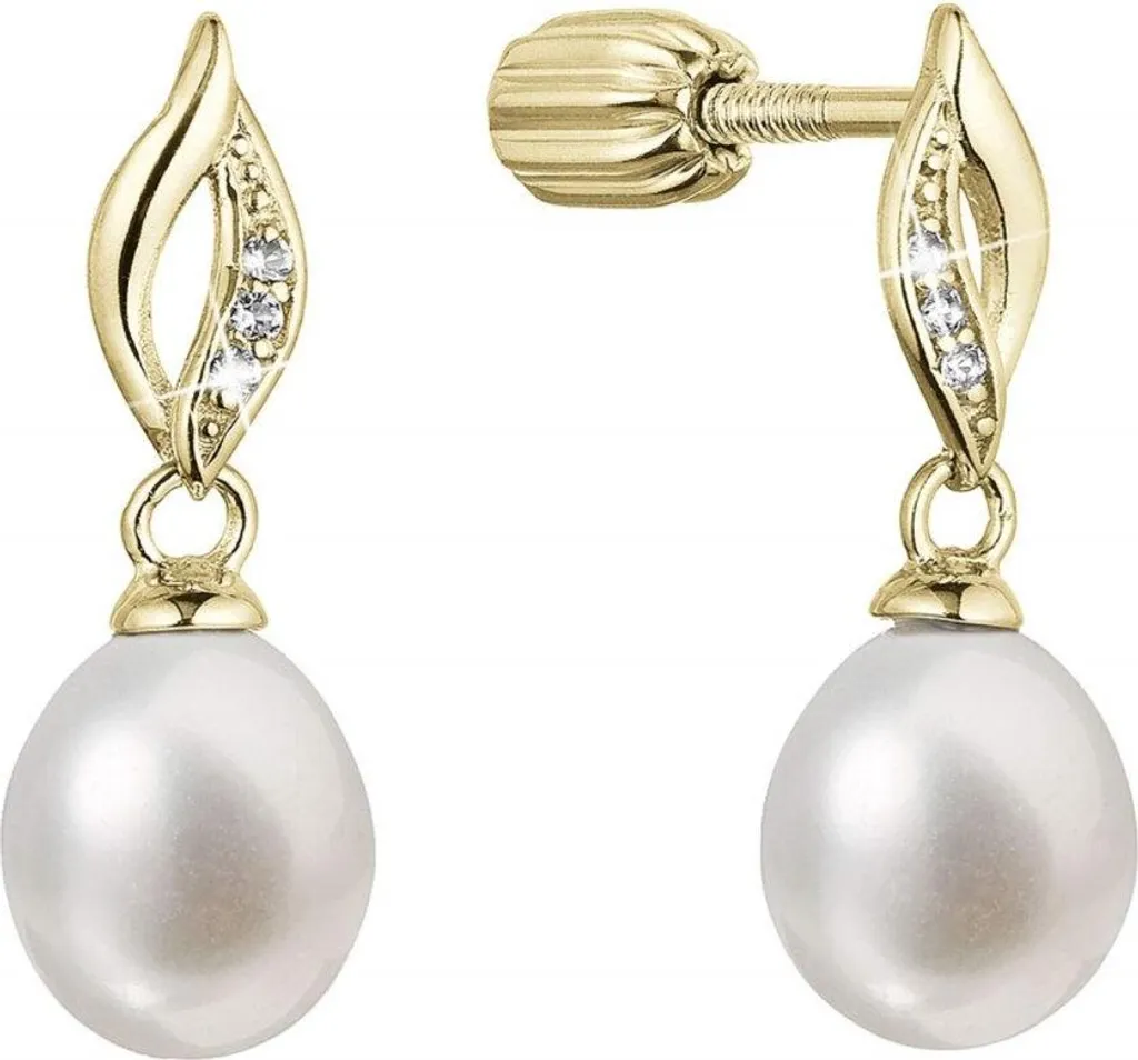Orecchini placcati Oro con Vera Perla di Fiume 21104.1B | Eleganza Pura
