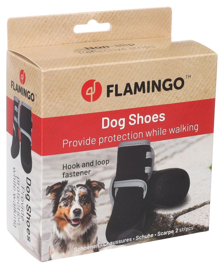 Flamingo Hundeschuhe Laky schwarz - 2 Stück, Größe: XL