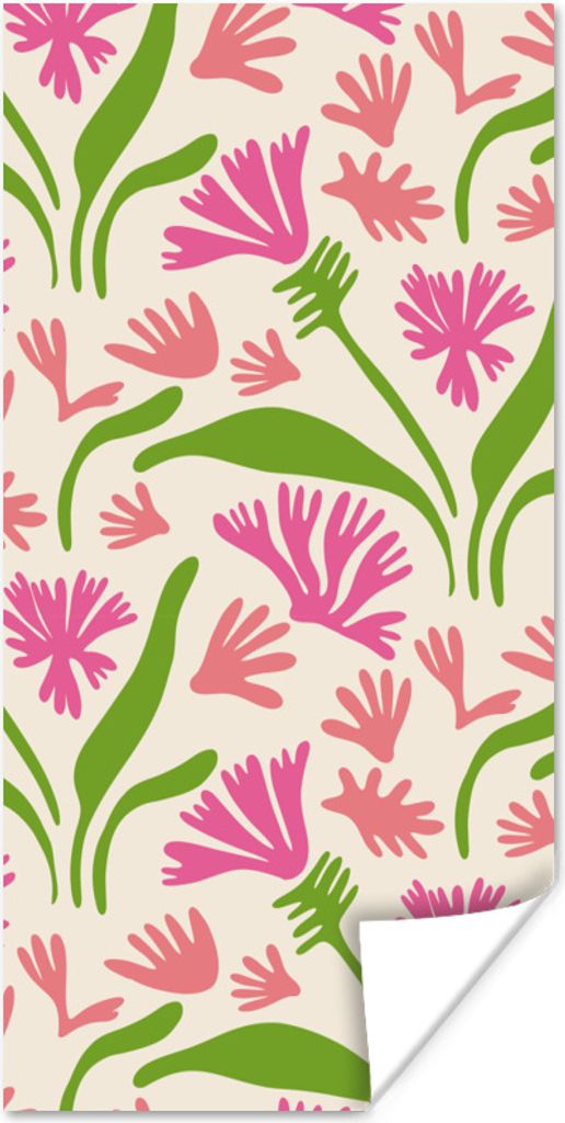 MuchoWow Poster Blume - Muster - Blatt 40x80 cm - Dekoration