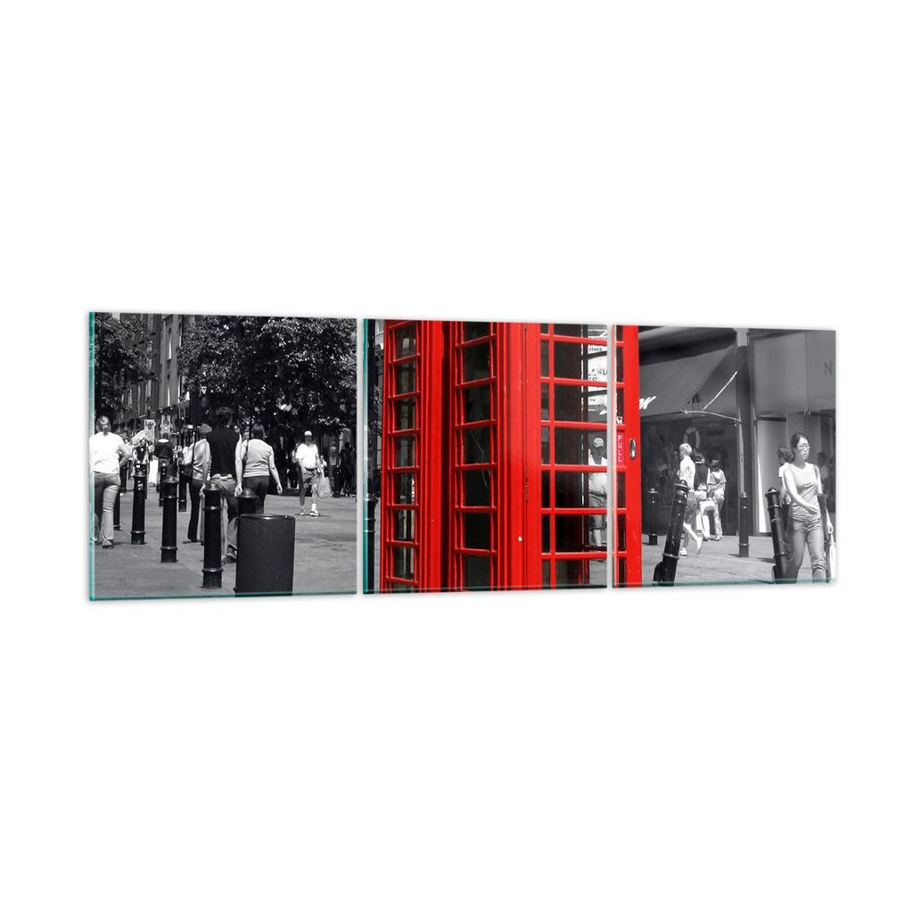 Bilder auf glas - Großbritannien London Telefon Straße - 90x30cm - Glasbilder - Wandbilder - Kunstdruck - Wanddekoration aus Glas - Glas Bilder -...
