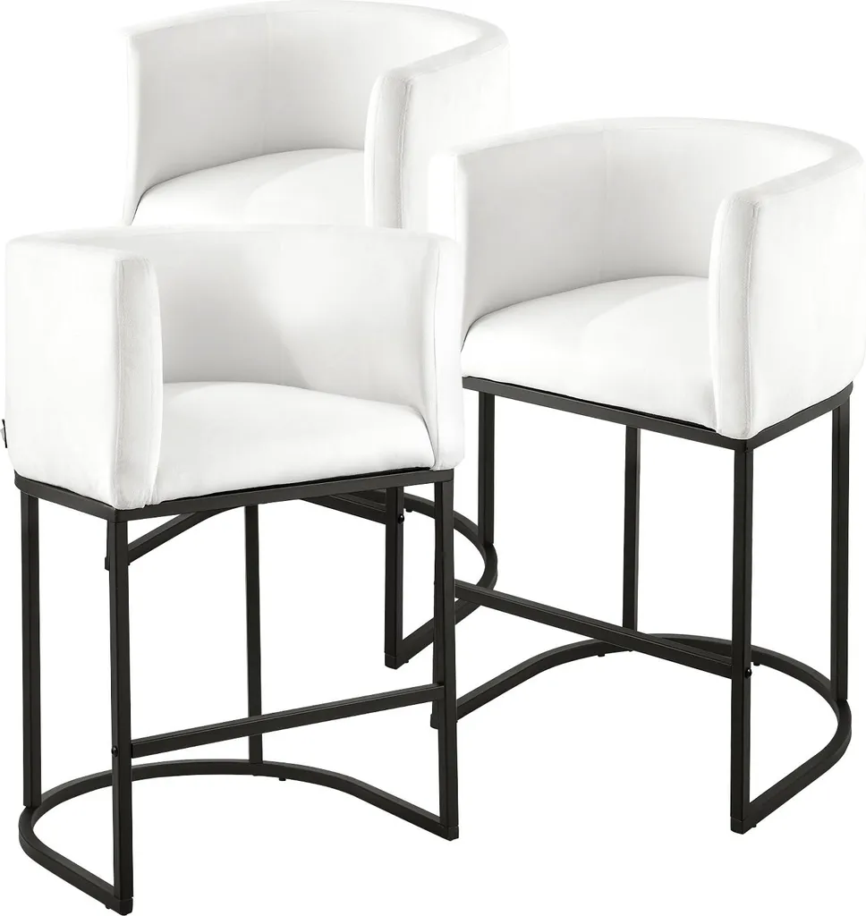 Chaise de bar blanche lot de 3 avec dossier repose-pieds métal 87 cm
