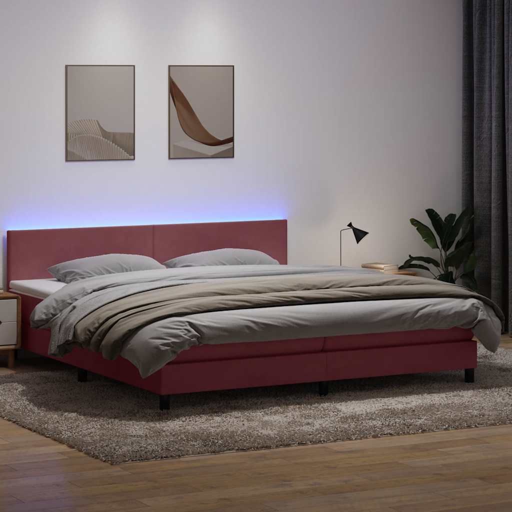 Maison Exclusive - Boxspringbett mit Matratze & LED Rosa 180x210 cm Samt