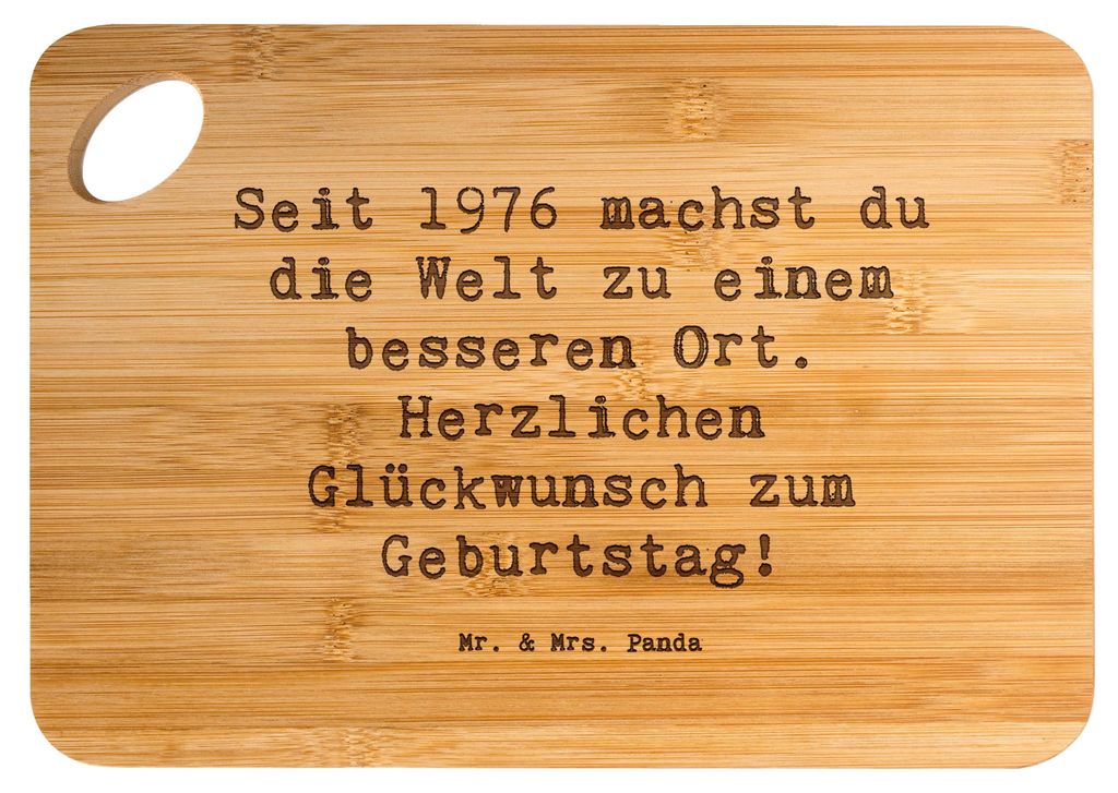 Mr. & Mrs. Panda Schneidebrett Spruch 1976 Geburtstag - Transparent - Geschenk, Holzbrett, Geburtsjahr, Geburtstagsgeschenk, Hackbrett, Frühstück...