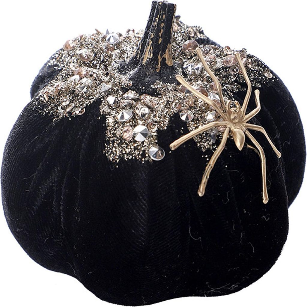 Halloween-Kürbis-Ornament, Flanell-Kürbis, Tischdekoration, Gothic-Kürbis-Dekoration mit Spinne für Kaminsims, Esstisch