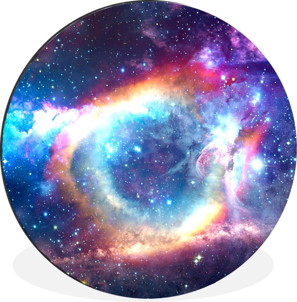 MuchoWow Aluminium Wandkreis Weltraum - Regenbogen - Farben Ø 90 cm Wanddeko Modern Wohnzimmer - Mauerkreis - Wandbilder - Runde Bild - Bild aus...