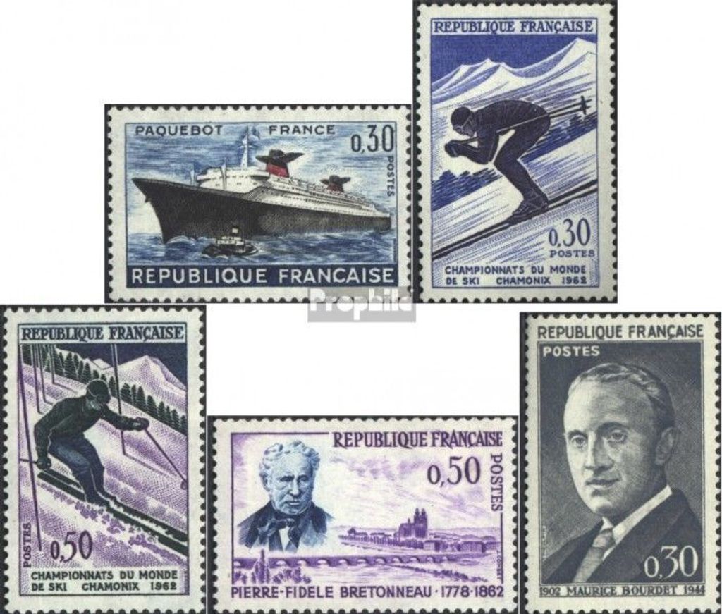 Briefmarken Frankreich 1962 Mi 1378,1379-1380,1381,1382 (kompl.Ausg.) postfrisch Schiff France