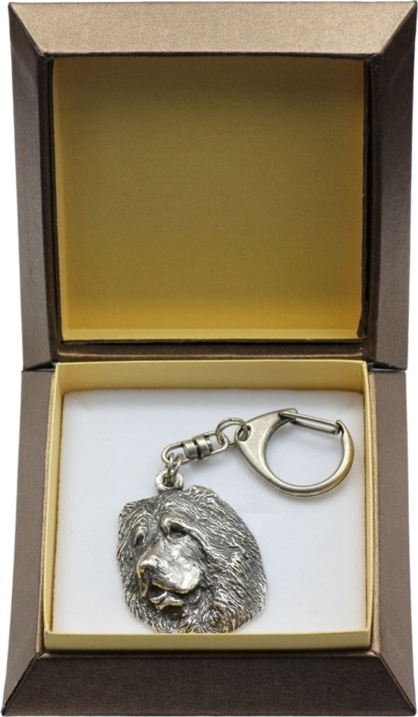 Kaukasischer Schäferhund, Kaukasischer Owtscharka - Versilberter Schlüsselanhänger mit Hund in einer Geschenkbox, Handtaschenschmuck, Rucksackan...