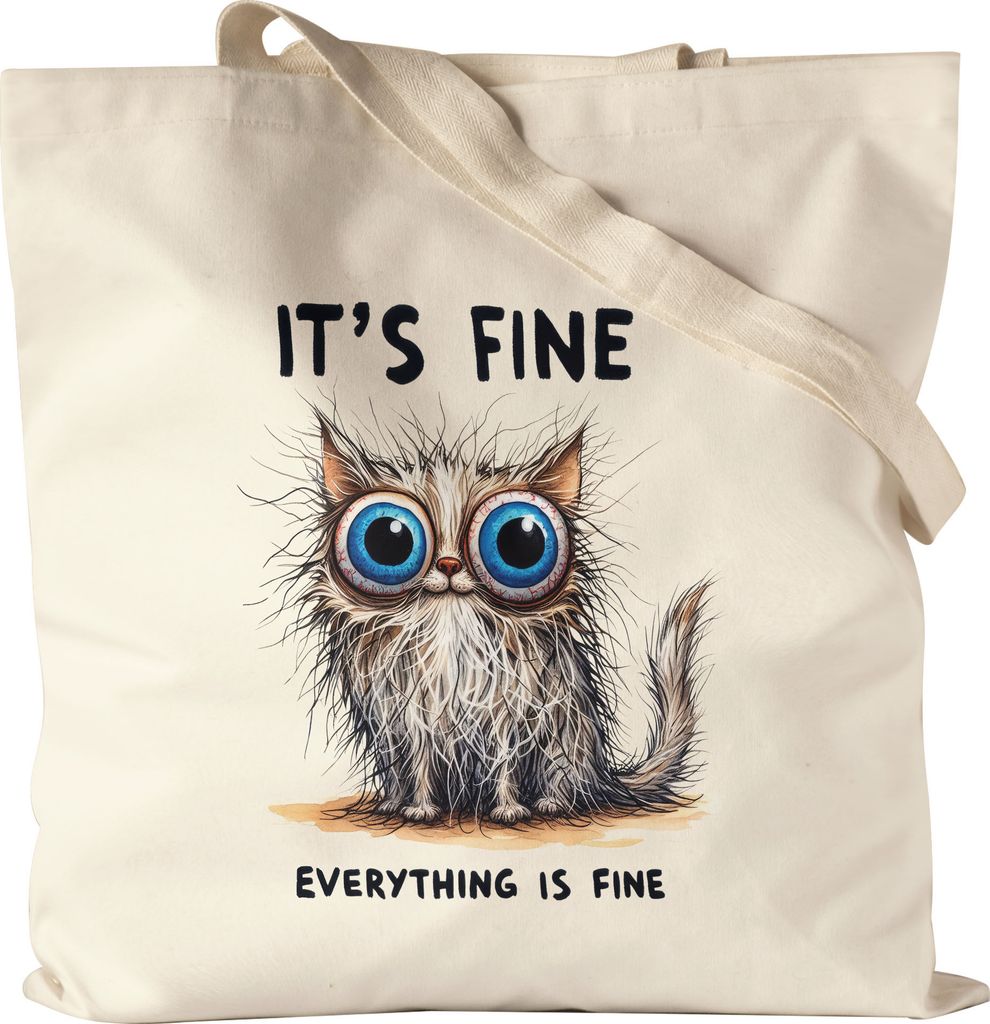 It’s Fine Everything Is Fine Jutebeutel Lustige Katze Chaos Humor Geschenkidee
