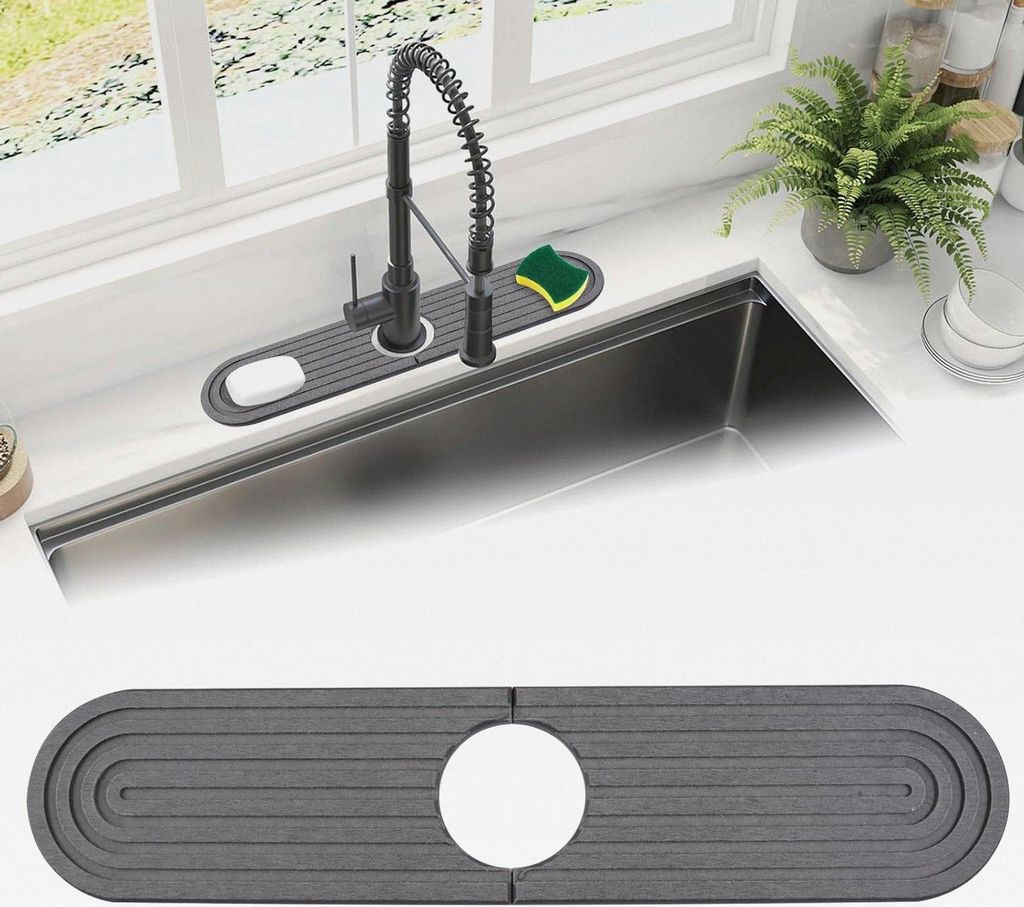 Wasserhahn Abtropfmatte Kieselgur, Abtropfmatte Spüle für Wasserhähne, 45x10cm Wasserhahn Spritzschutz, Wasserhahnmatte für Küche, Stone Dryin...
