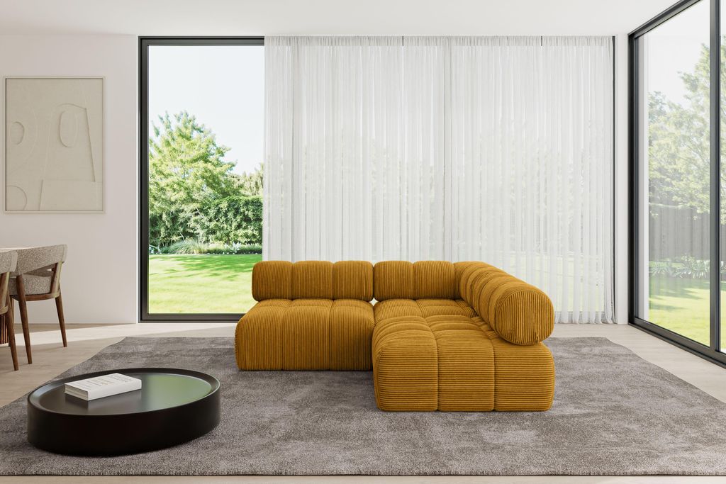 ALTDECOR Modulares Sofa Ecksofa in L-Form - Samaro-L1 - 190x190x70 cm Senfgelb universal, links/rechts Corner modular Sofa Eckcouch Couch Wohnlands...