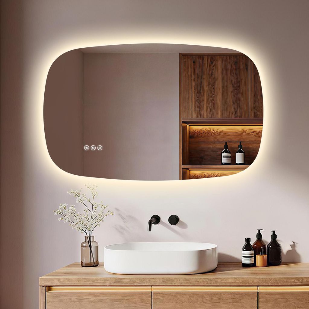 Espejo de pared LED S'AFIELINA, 80x50 cm – Espejo de baño Imagen del producto 
