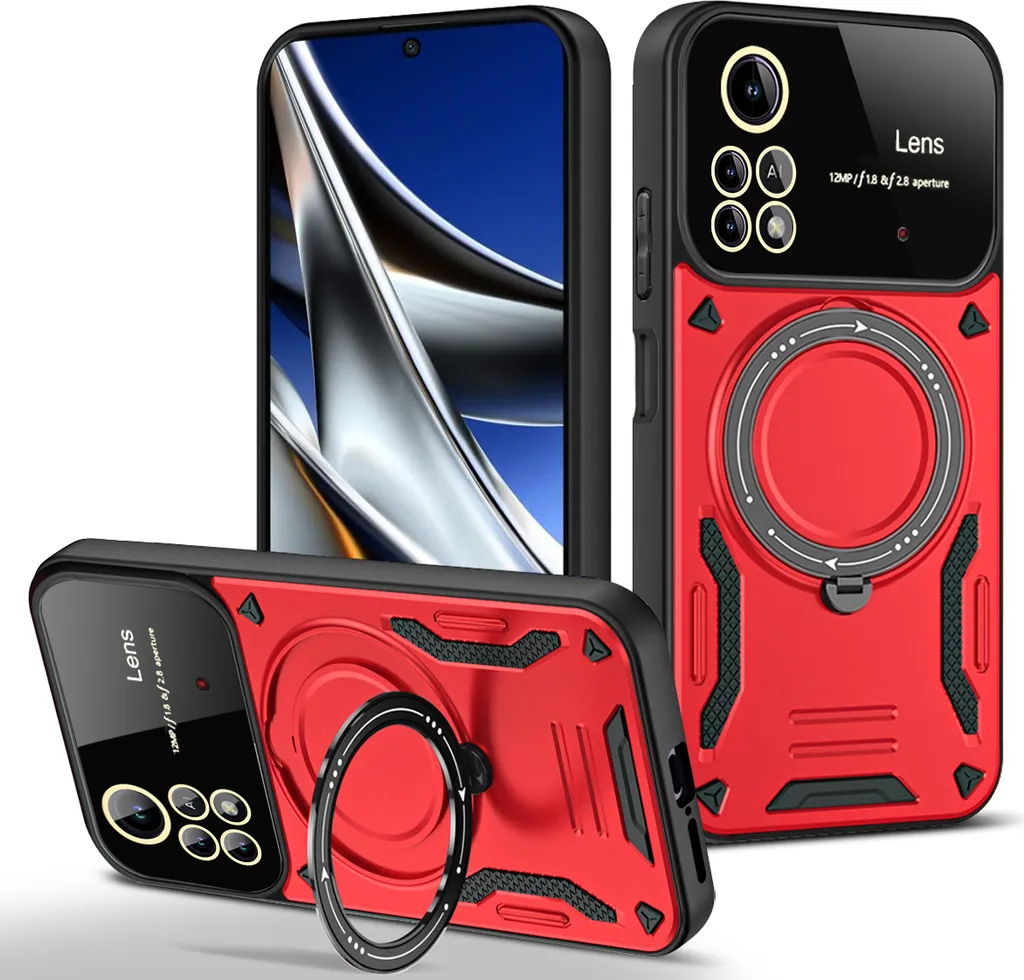 Custodia Xiaomi Poco X4 Pro 5G Rugged - Protezione Dual Layer Rossa
