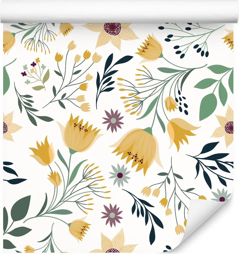 Papier peint intissé haut de gamme 10m Fleurs Sauvages Style Botanique