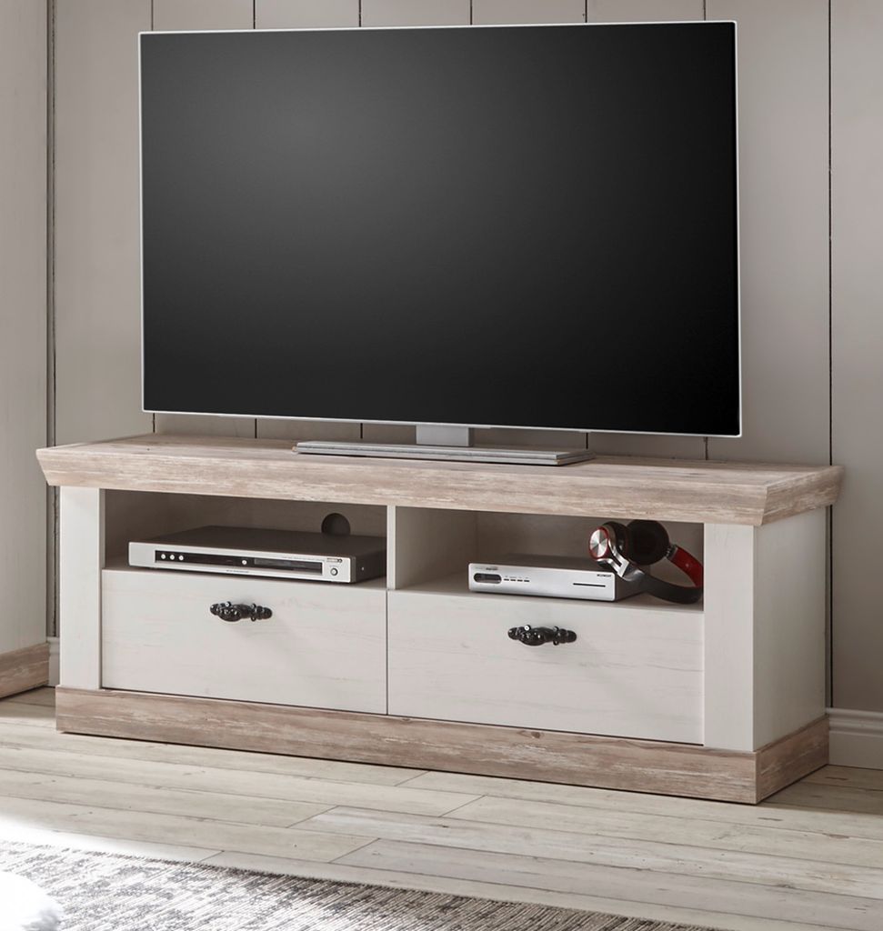 TV-Lowboard "Rovola" Pinie weiß / Oslo Pinie Landhaus TV-Unterteil 134 x 51 cm