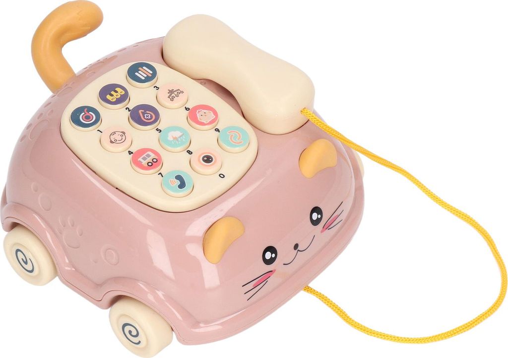 Baby Phone Kleinkinder Musikspielzeug Pretend Call Car Bilingual Story Machine Kitty Shape for EnlightmentPink