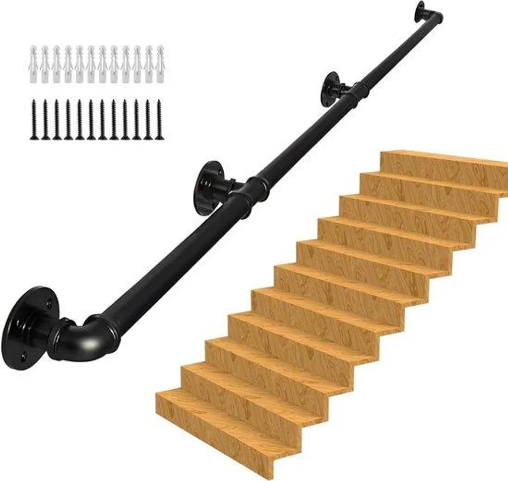 Rampe escalier 3m noire antidérapante idéale pour sécurité des seniors