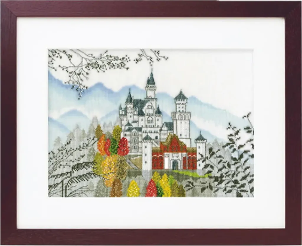 Tableau à Broder au Point de Croix Neuschwanstein pour Décoration