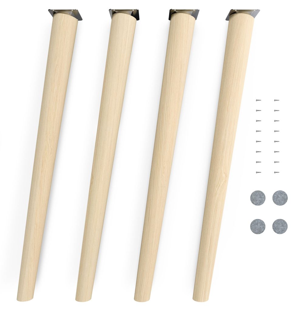 4x sossai Holzfüße rund - schräge Ausführung 71cm Buche Produktbild 