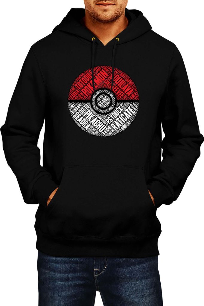 Herren Kapuzenpullover Japan Manga Anime Comics Pokemon 044, Man S / Schwarz