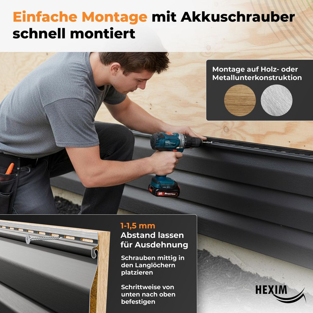 HEXIM Siding Fassadenpaneele außen Fassadenverkleidung Produktbild 