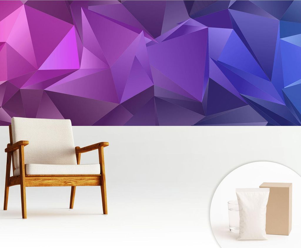 Fototapete - 250x104 cm - Tapete - Wandtapete - Wandbilder - Dekofolie - Tapete Folie - Wand - Dekoration - Wohnzimmer - Lila Dreiecke