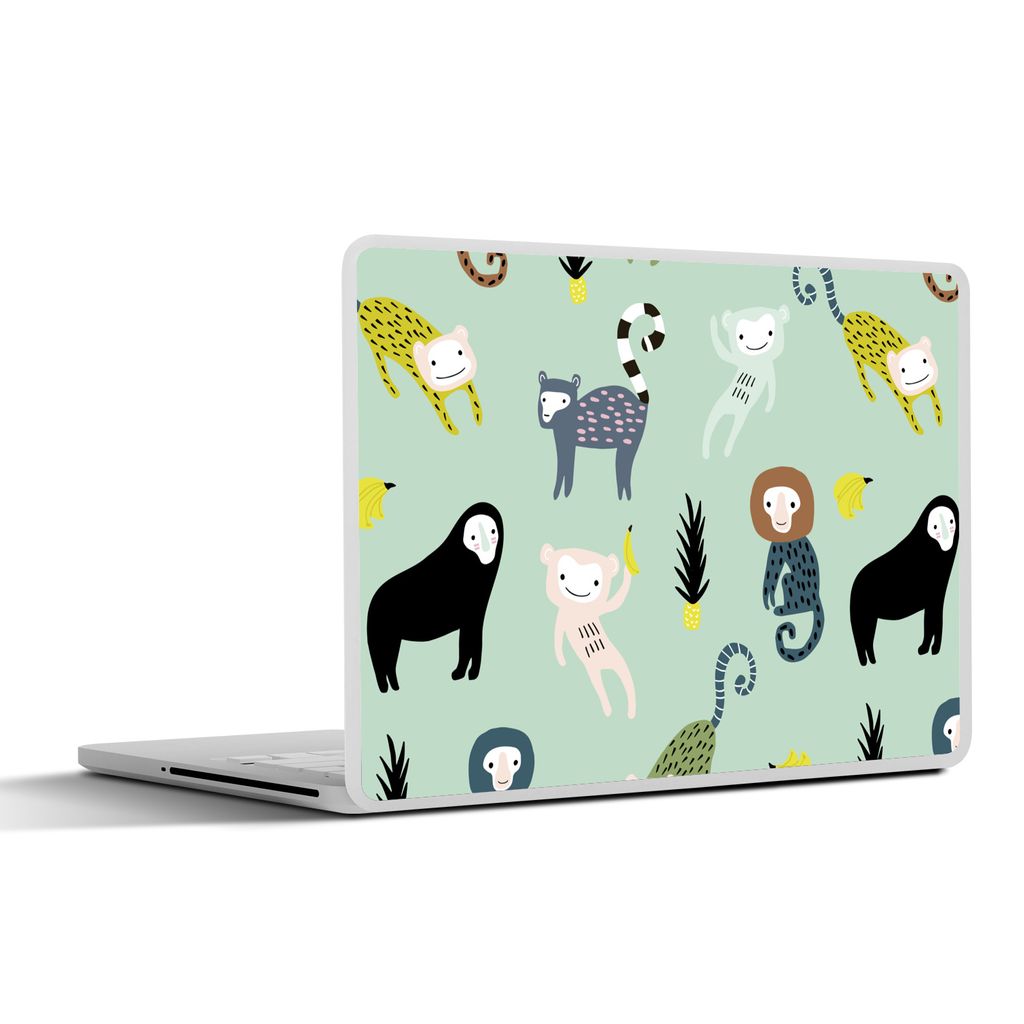 MuchoWow Laptop Aufkleber Sticker Cover Affe - Obst - Pastell 31x22.5 cm - Laptop-Deko