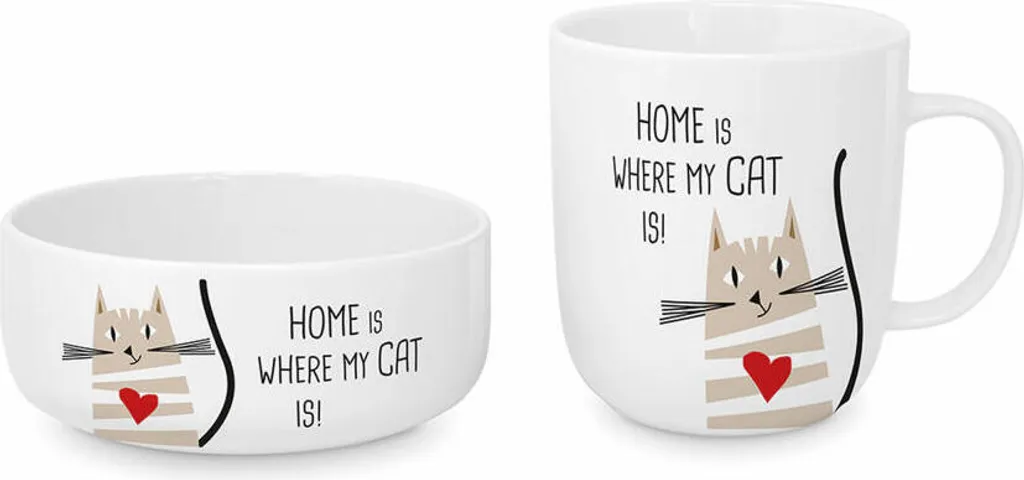 PPD Home Cat Set, 2-tlg., Futternapf, Napf, Tasse, Kaffeebecher, New Bone China, 163901691