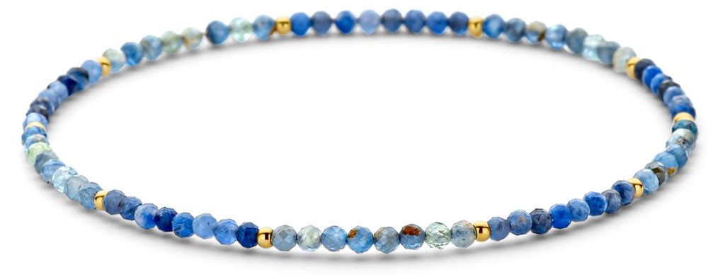 CO88 Collection 8CB-91307 Perlenarmband – Armband – Perlen – 2 mm – 17 cm – dehnbar – Blau – Goldfarben