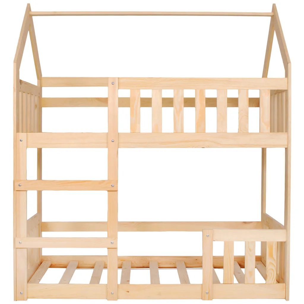Springos Lit enfant superposé 80x160 cm en bois de pin massif avec sommier