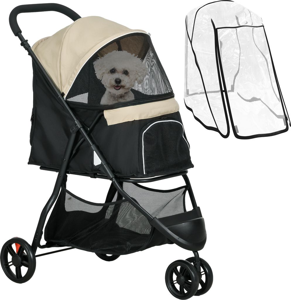 PawHut 2 in 1 Hundewagen Hundebuggy mit Regenschutz Produktbild 