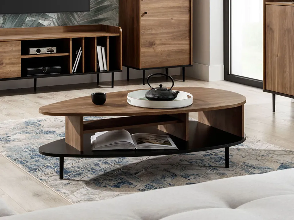 Table basse rectangulaire MARIKO pour salon moderne coloris bois foncé