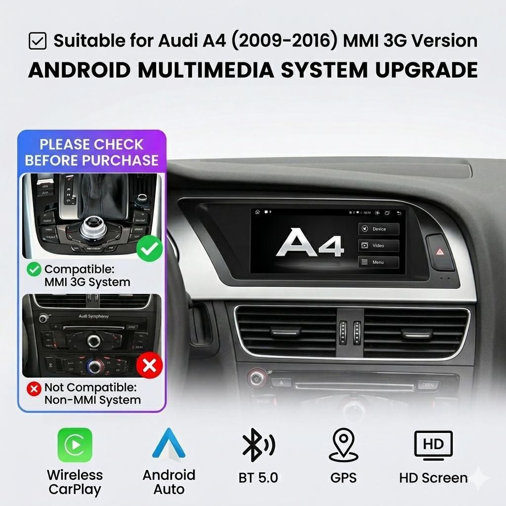 8,8" autorádio s CarPlay a Androidem pro Audi A4 MMI 3G Obrázek produktu 