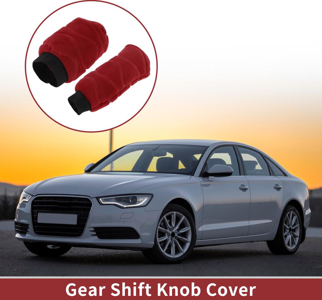Universal Car Gear Knob Protector Schaltknauf/ Handbremse/ Schaltknauf-Abdeckung Plüsch Rot