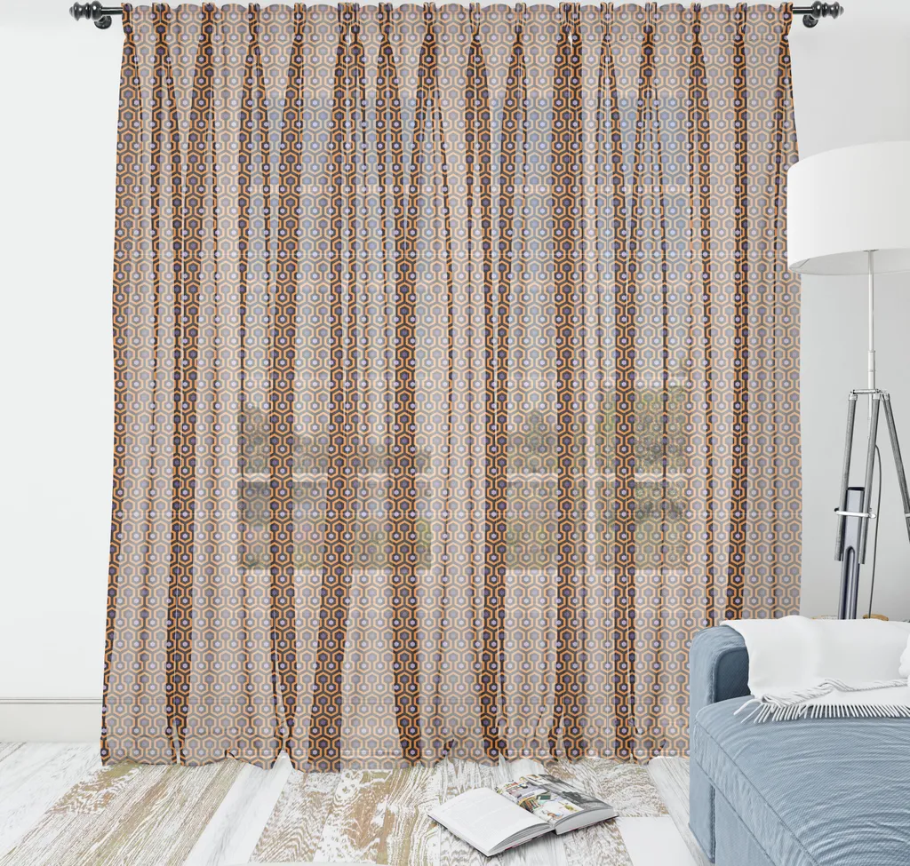 Arazzo Parete Astratto Esagonale 220x274 cm Satin Arancio Grigio