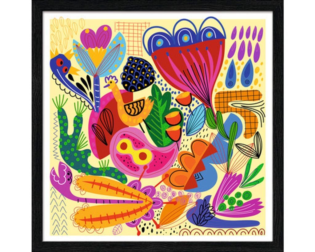 Gerahmtes Bild Animals And Flowers 27,5x27,5 cm