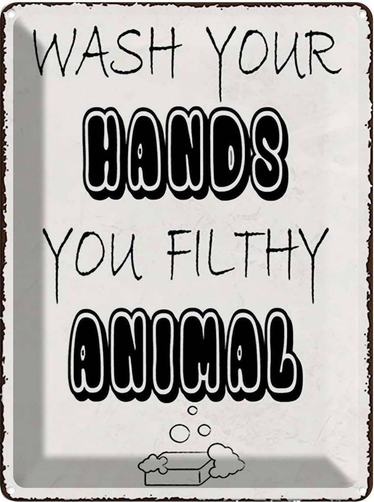 vianmo Blechschild 40x30 cm wash your hands filthy animal Produktbild 
