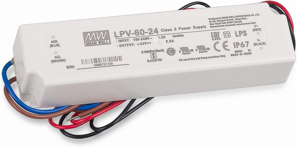 Mean Well LPV-60-24 SNT 24V/DC/0-2,5A/ 60W IP67