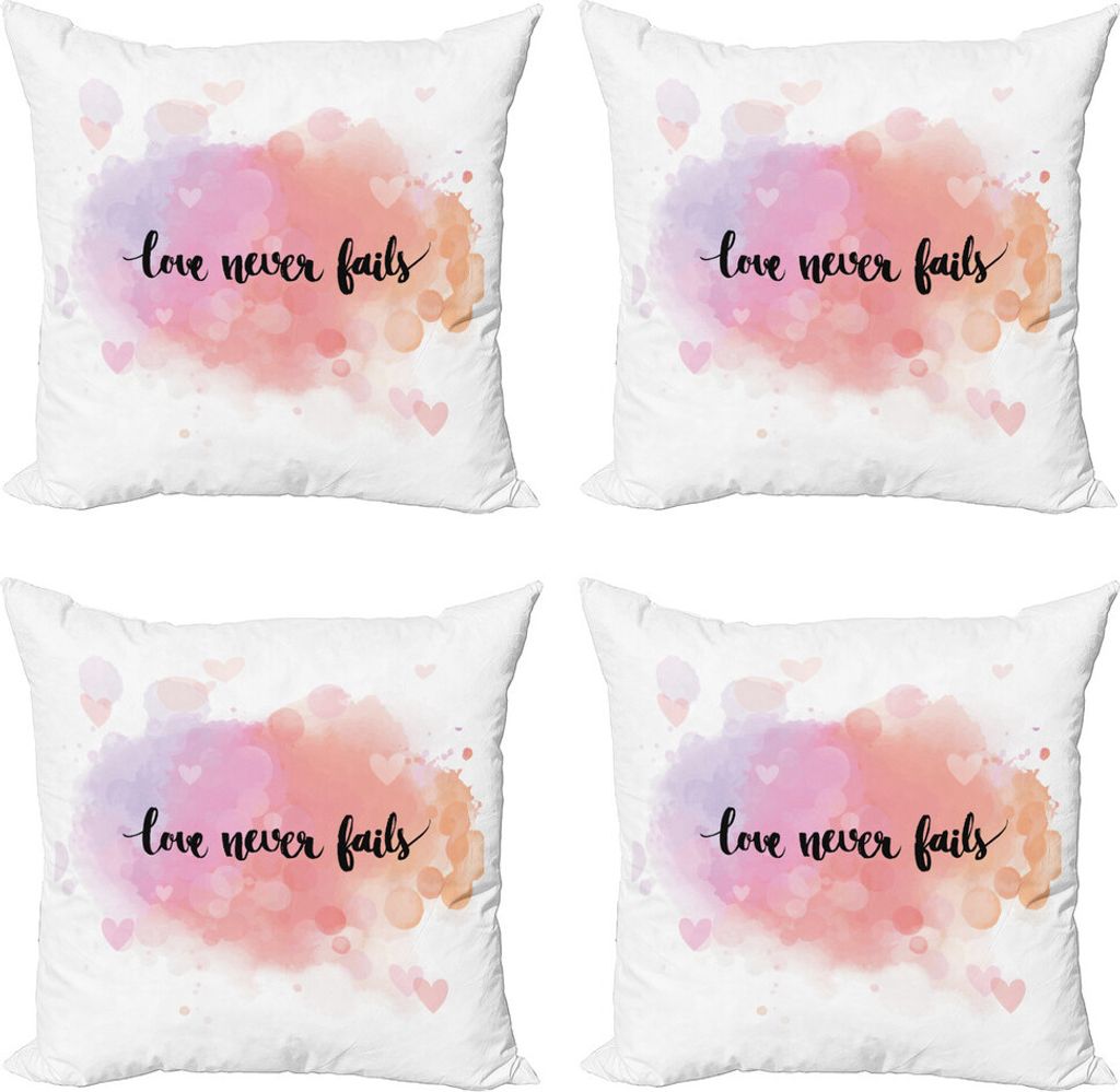 ABAKUHAUS Liebe Kissenbezug Set (4 Stück), Dreamy Pastell Romantische, Moderner Doppelseitiger Digitaldruck, 45 cm x 45 cm, Peach Lila Schwarz