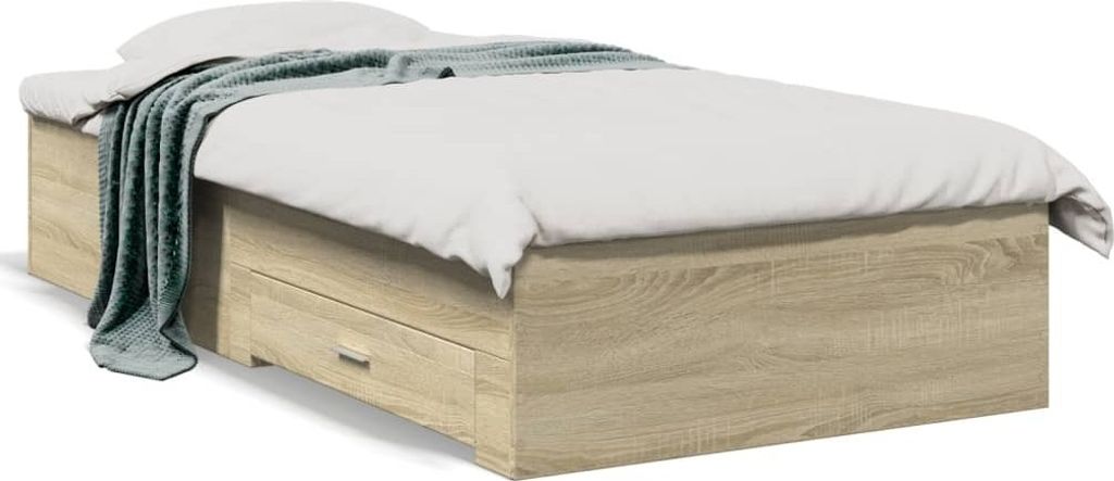 Möbel Bettgestell mit Schubladen Sonoma-Eiche 75x190 cm Holzwerkstoff - Klassische Betten 3280442